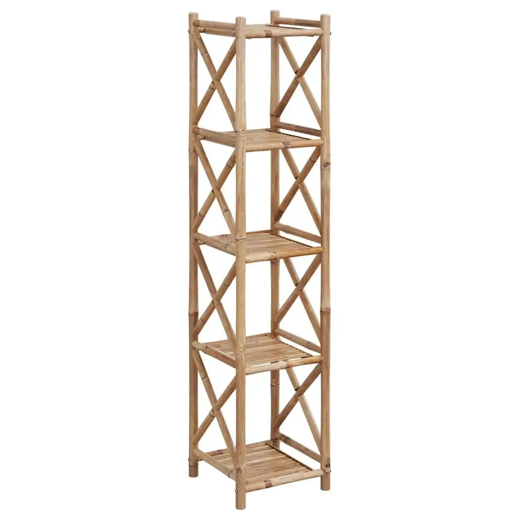 Bamboo Shelf 5-Tier Square Display Storage Brown