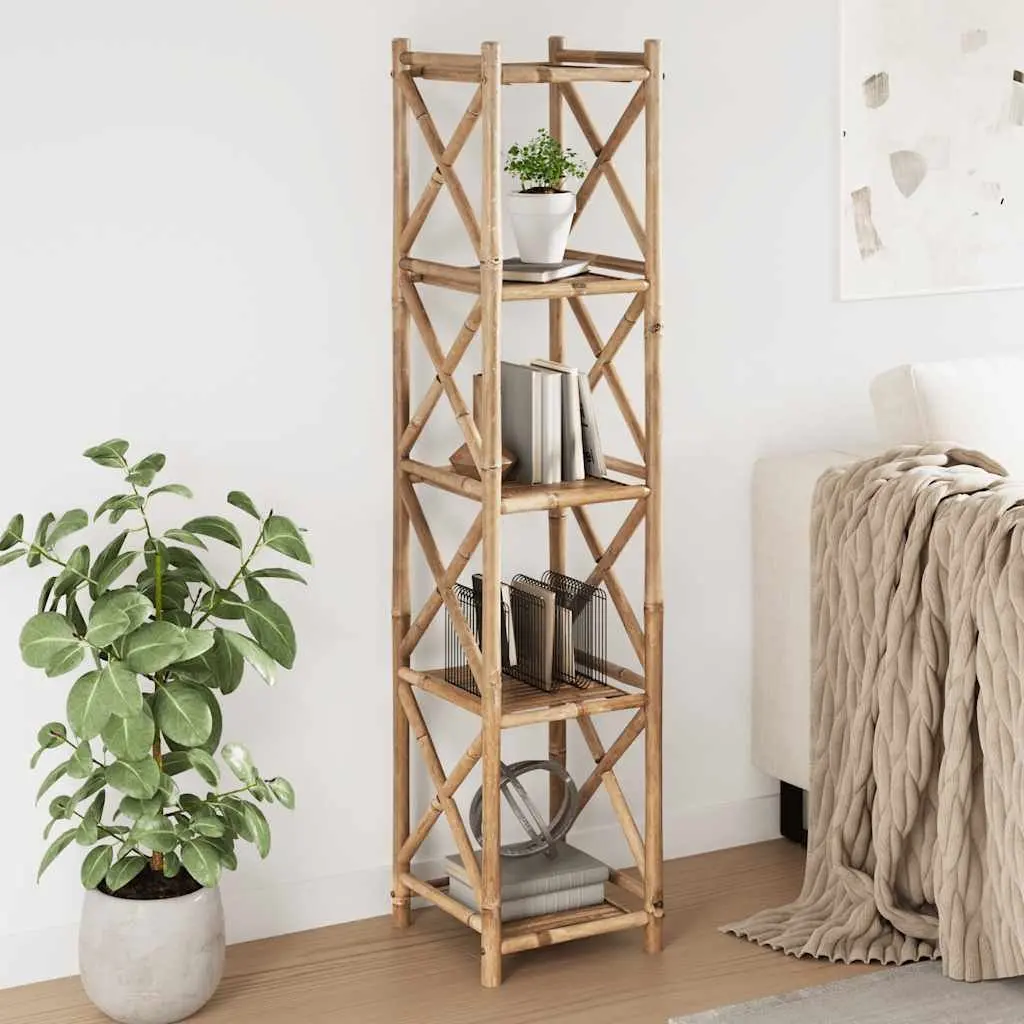 Bamboo Shelf 5-Tier Square Display Storage Brown