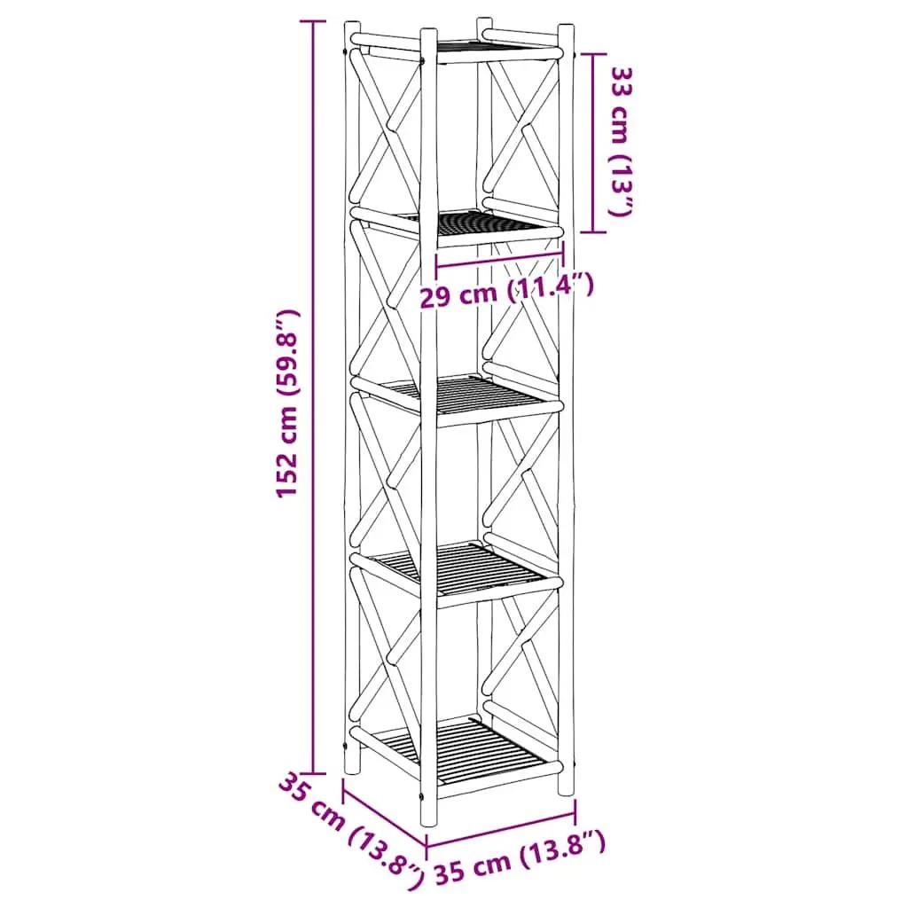 Bamboo Shelf 5-Tier Square Display Storage Brown