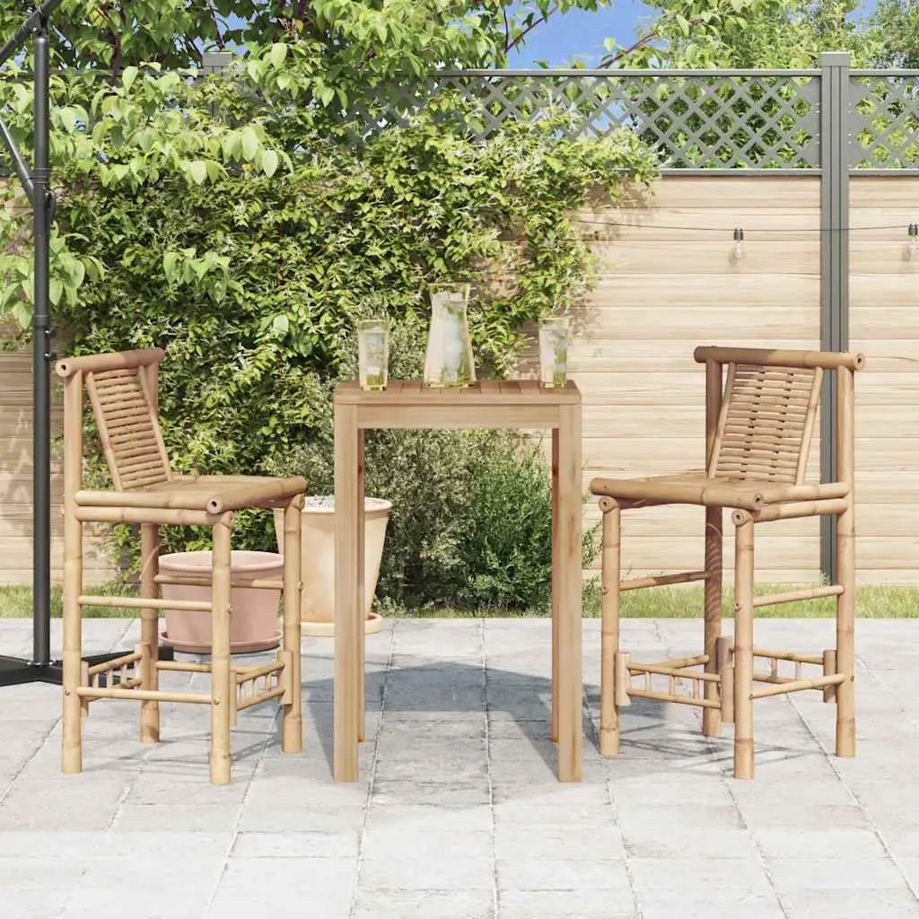 Bar Stools 2 Pieces Brown Bamboo Backrest Comfort Seating Indoor Outdoor