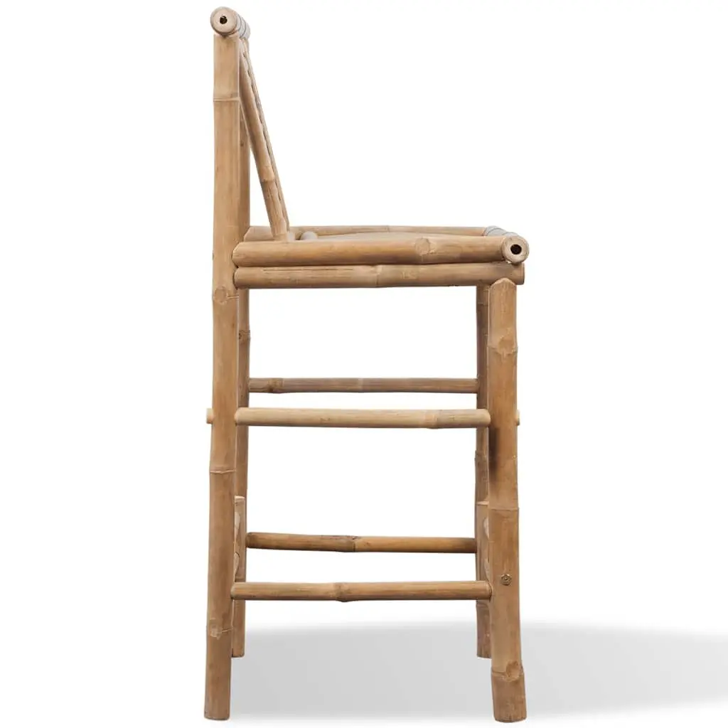 Bar Stools 2 Pieces Brown Bamboo Backrest Comfort Seating Indoor Outdoor