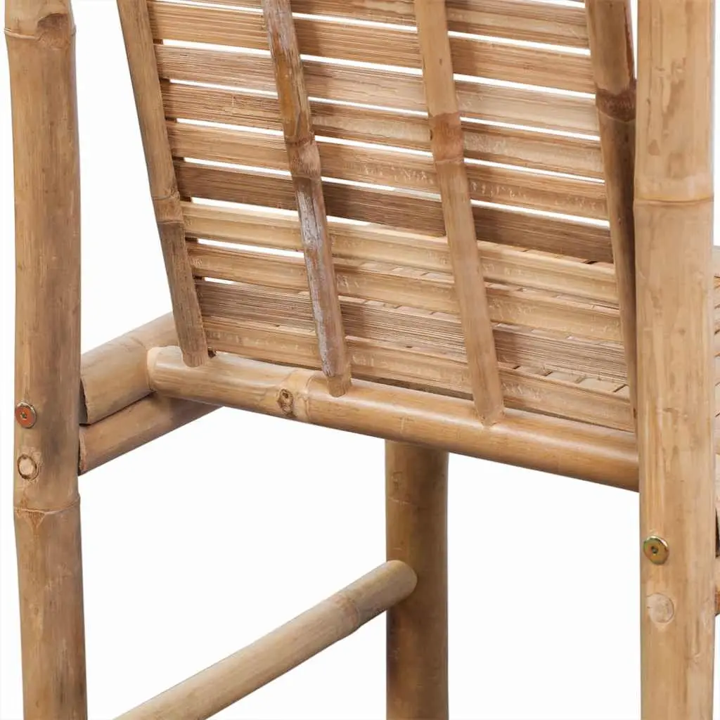 Bar Stools 2 Pieces Brown Bamboo Backrest Comfort Seating Indoor Outdoor