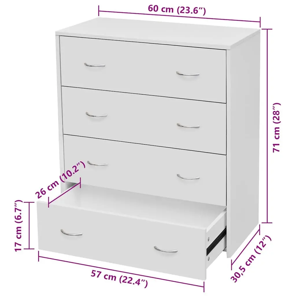Sideboard Storage Cabinet for Living Room Hallway Dining 60 x 30.5 x 71 cm White