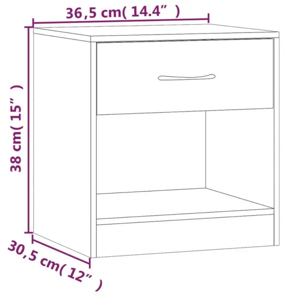 Bedside Table 2 pc Set Nightstand with Drawer Storage Cabinet Bedroom Furniture