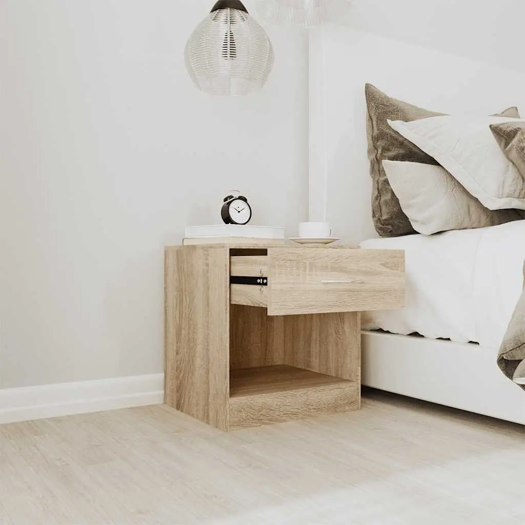 Bedside Table 2 pc Set Nightstand with Drawer Storage Cabinet Bedroom Furniture