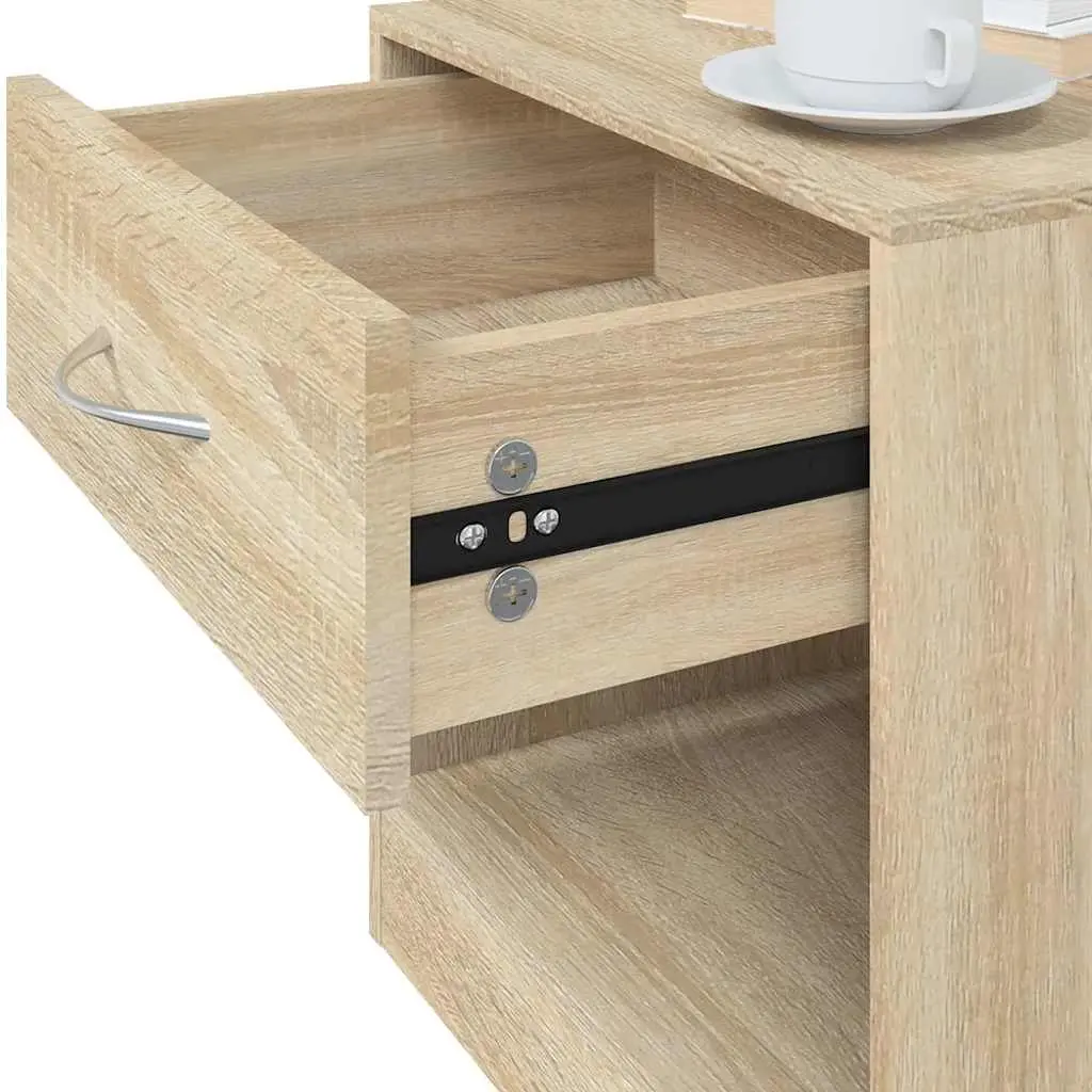 Bedside Table 2 pc Set Nightstand with Drawer Storage Cabinet Bedroom Furniture