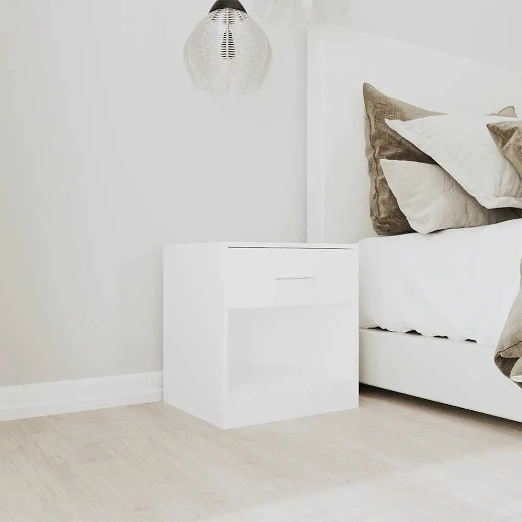 Bedside Tables Nightstand Cabinet with Drawer Storage Shelf 2 Piece White