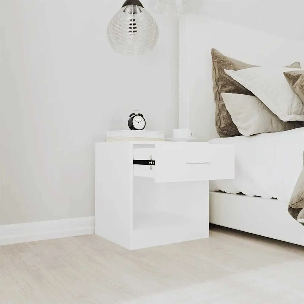 Bedside Tables Nightstand Cabinet with Drawer Storage Shelf 2 Piece White