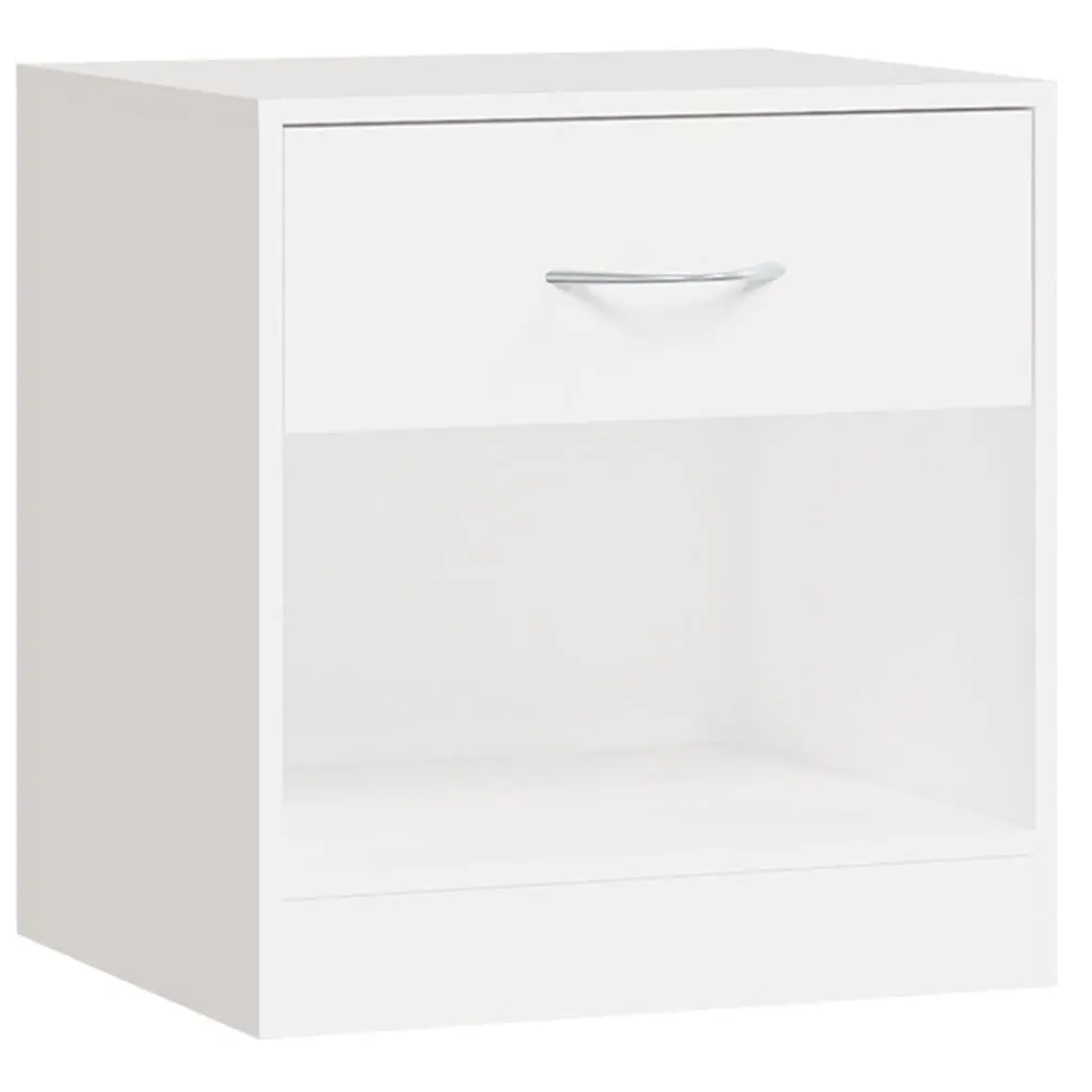 Bedside Tables Nightstand Cabinet with Drawer Storage Shelf 2 Piece White