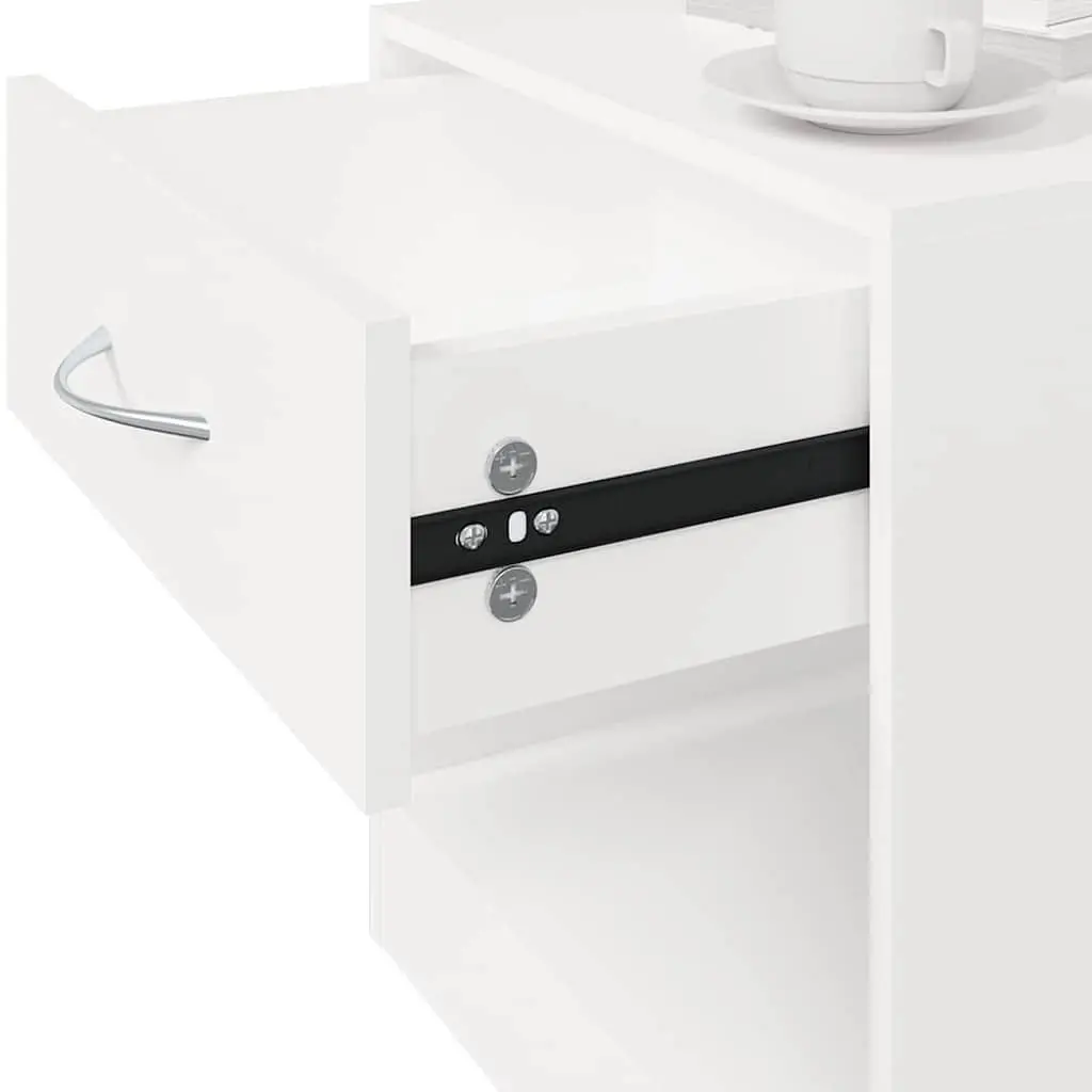 Bedside Tables Nightstand Cabinet with Drawer Storage Shelf 2 Piece White
