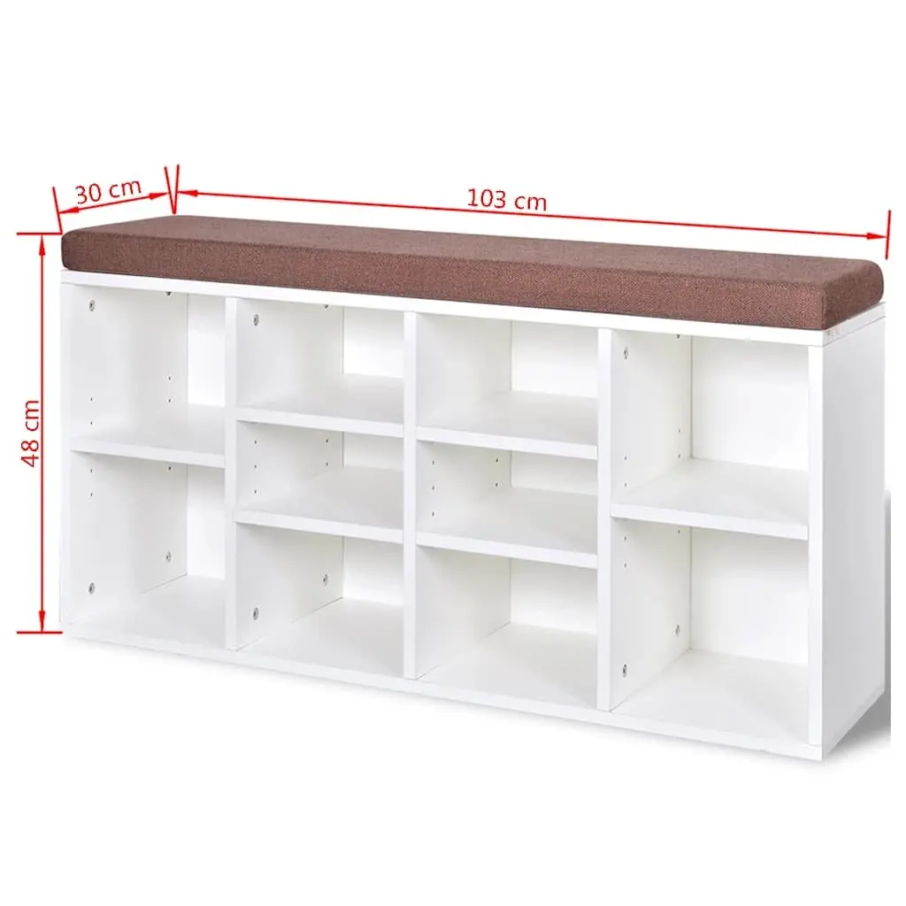 Shoe Storage Bench in White