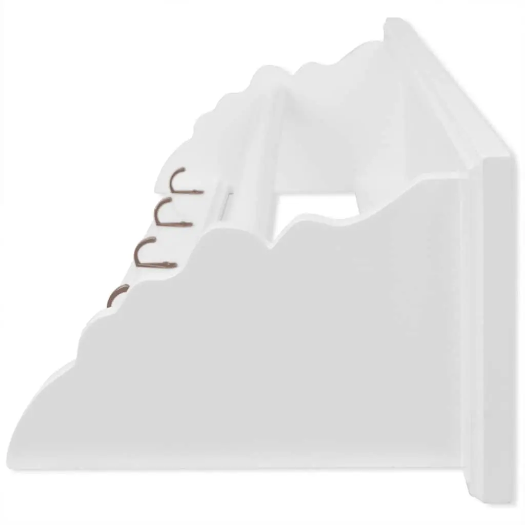 Coat Rack Wall Mount Baroque Style White Shelf Hooks Entryway Organiser