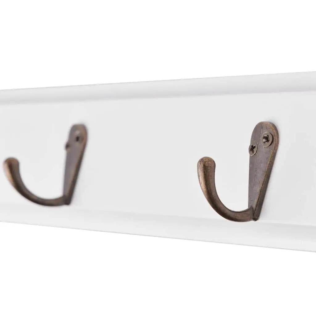 Coat Rack Wall Mount Baroque Style White Shelf Hooks Entryway Organiser