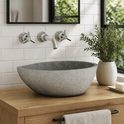 A Reliable Natural Taupe Stone Bathroom Sink