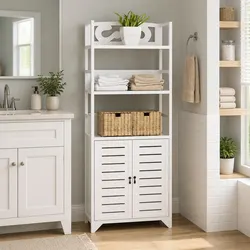 Reliable White Wooden Bathroom Storage Cabinet