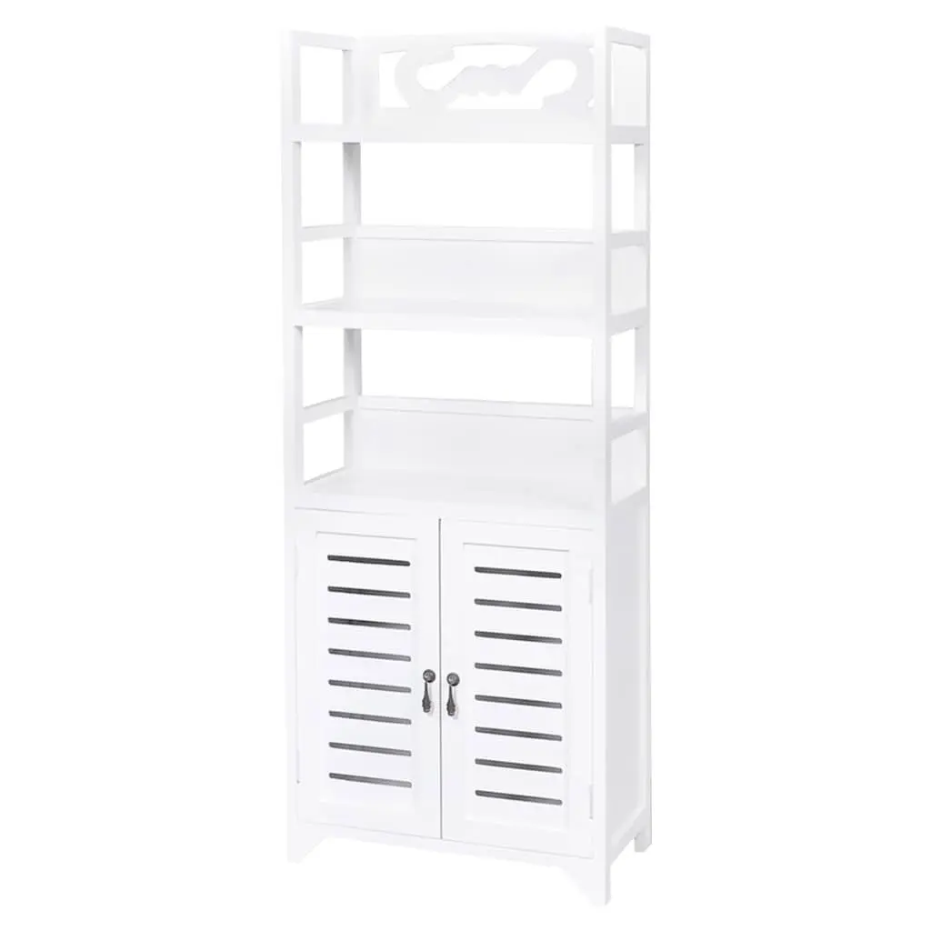 Bathroom Cabinet Storage Cupboard Floor Standing White 46x24x117.5 cm