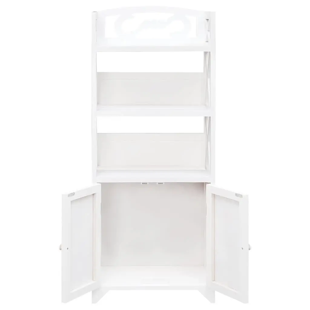 Bathroom Cabinet Storage Cupboard Floor Standing White 46x24x117.5 cm