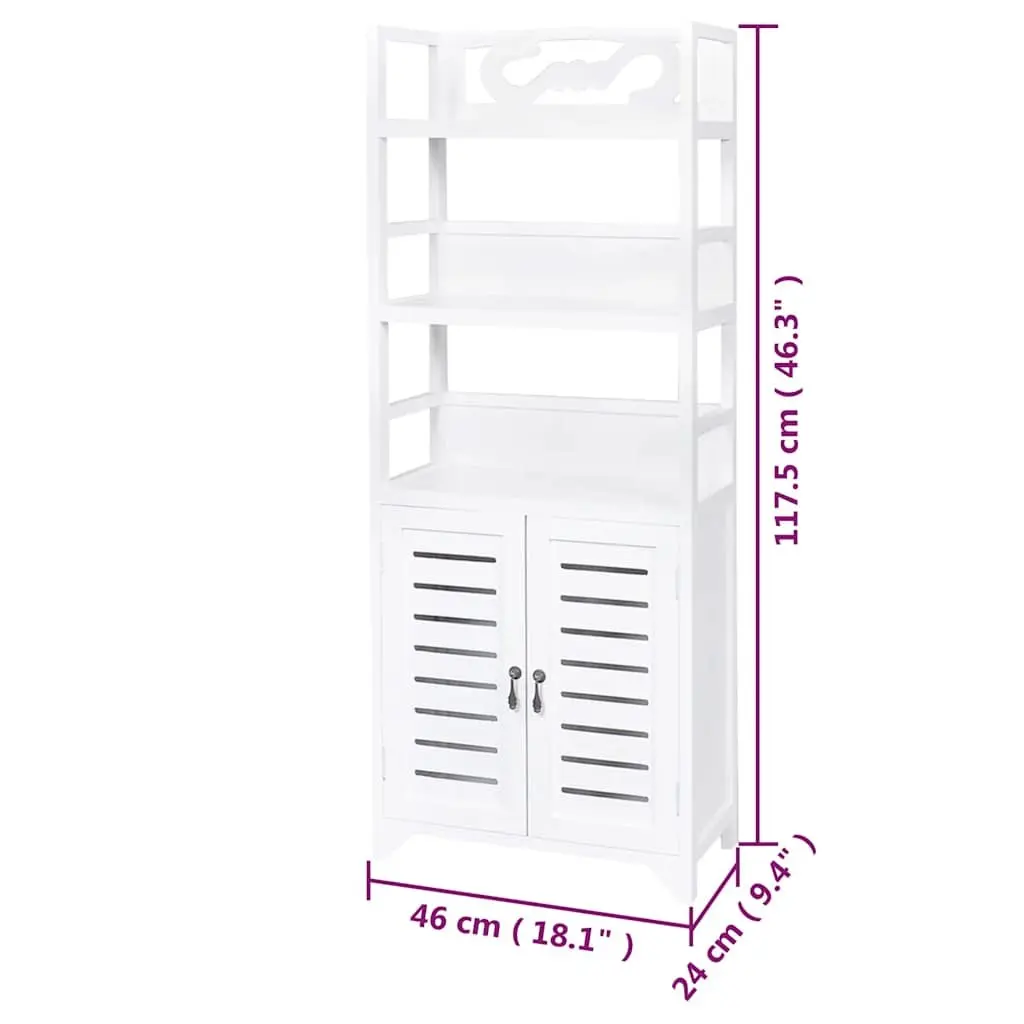 Bathroom Cabinet Storage Cupboard Floor Standing White 46x24x117.5 cm