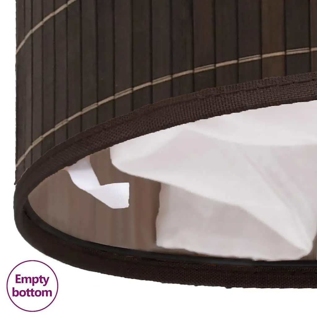Bamboo Round Laundry Bin Hamper with Removable Liner Brown