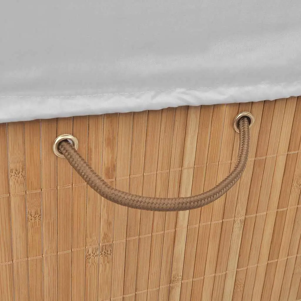 Bamboo Laundry Bin Rectangular Brown Hamper with Removable Liner