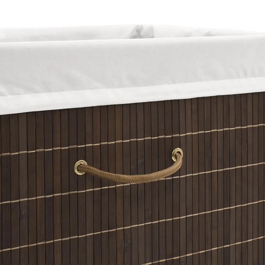 Bamboo Laundry Bin Rectangular Household Storage Organizer Brown