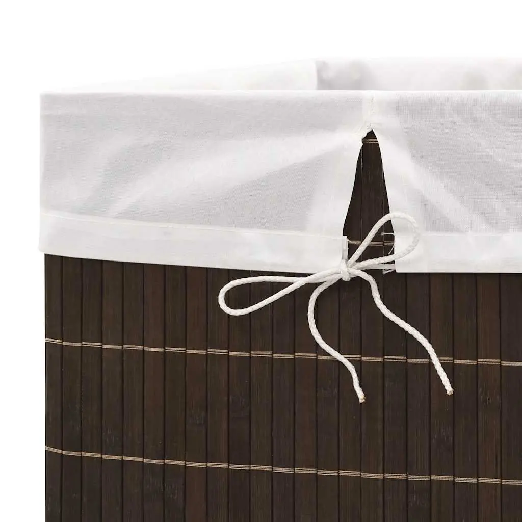 Bamboo Laundry Bin Rectangular Household Storage Organizer Brown