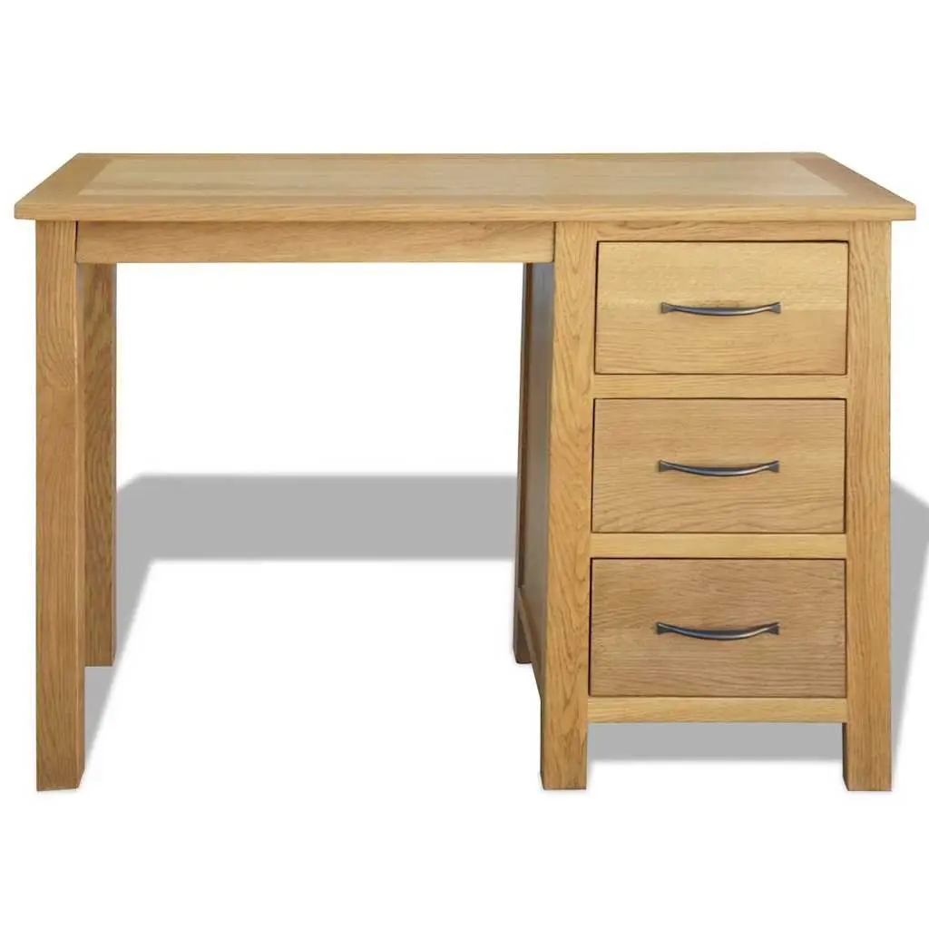 Solid Oak Wood Desk 3 Drawers Office Study Bedroom Furniture Storage Table
