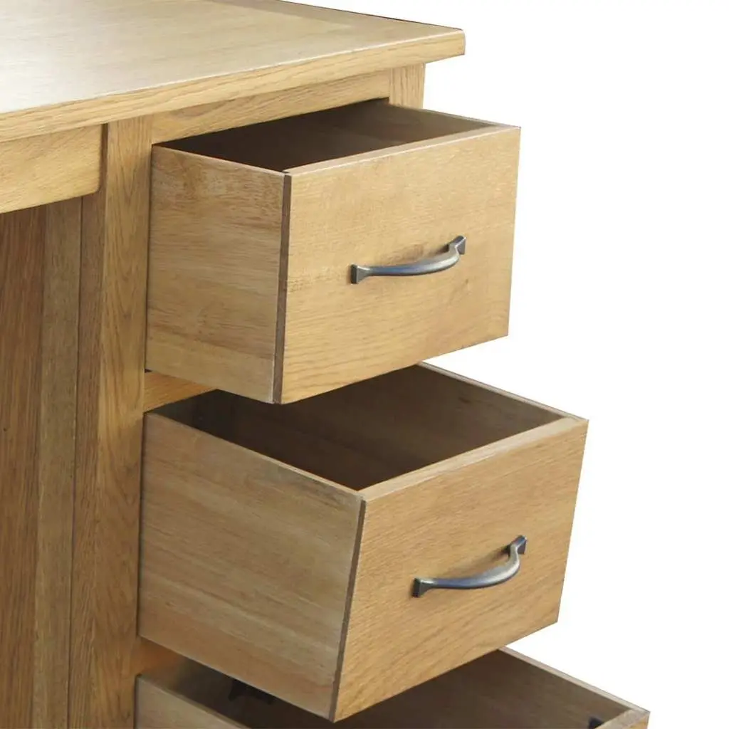 Solid Oak Wood Desk 3 Drawers Office Study Bedroom Furniture Storage Table