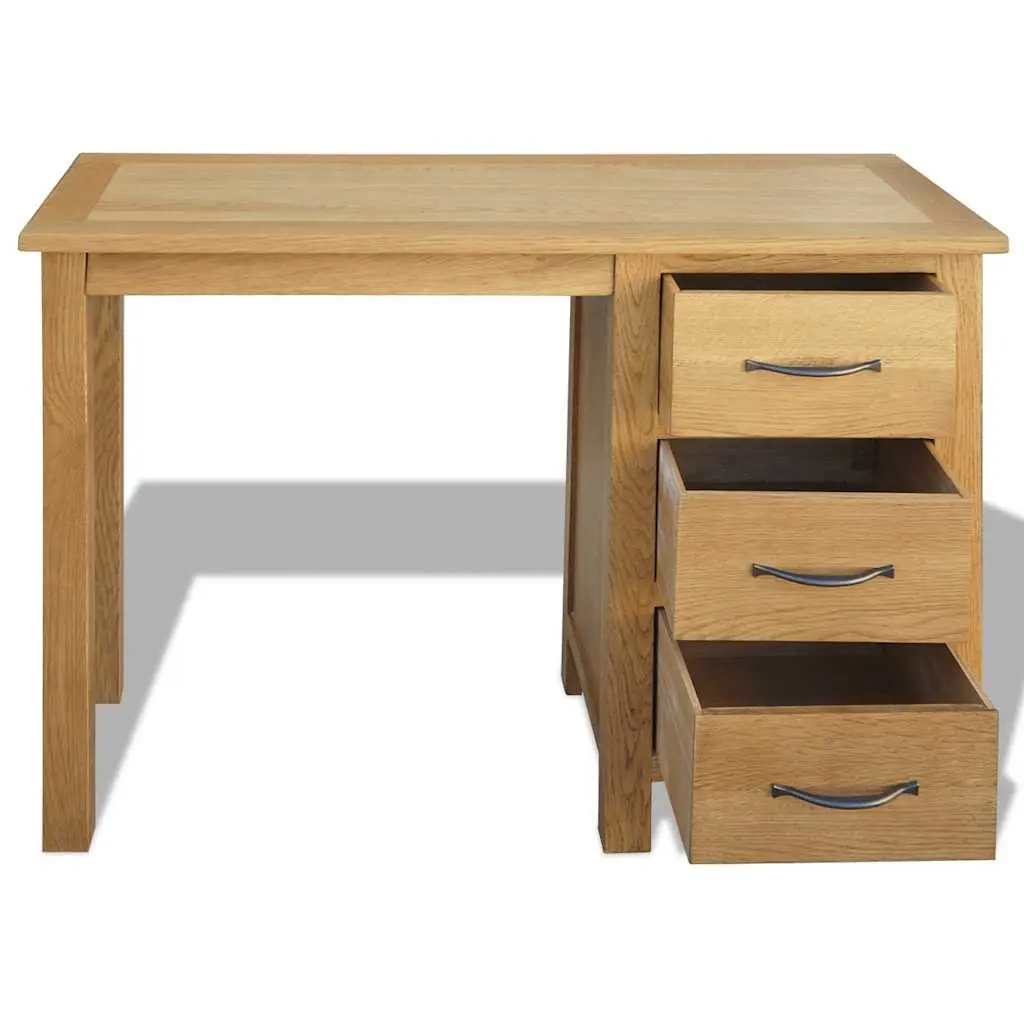 Solid Oak Wood Desk 3 Drawers Office Study Bedroom Furniture Storage Table