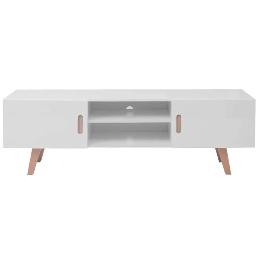 TV Stand Storage Cabinet Entertainment Unit MDF High Gloss White 150 x 35 x 48.5 cm