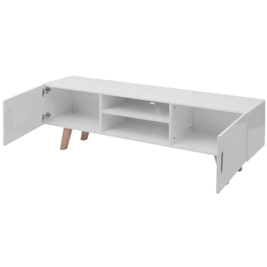 TV Stand Storage Cabinet Entertainment Unit MDF High Gloss White 150 x 35 x 48.5 cm