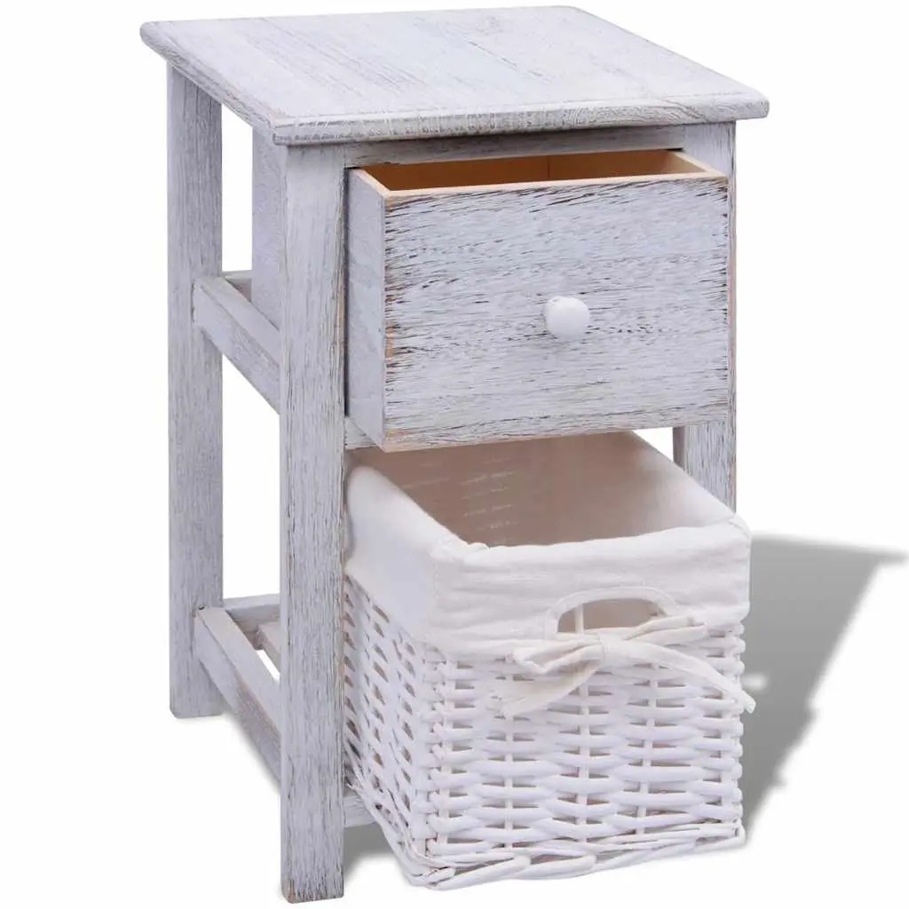 Bedside Cabinets White Wood Nightstands 2 Piece Bedroom Storage Drawer Tables