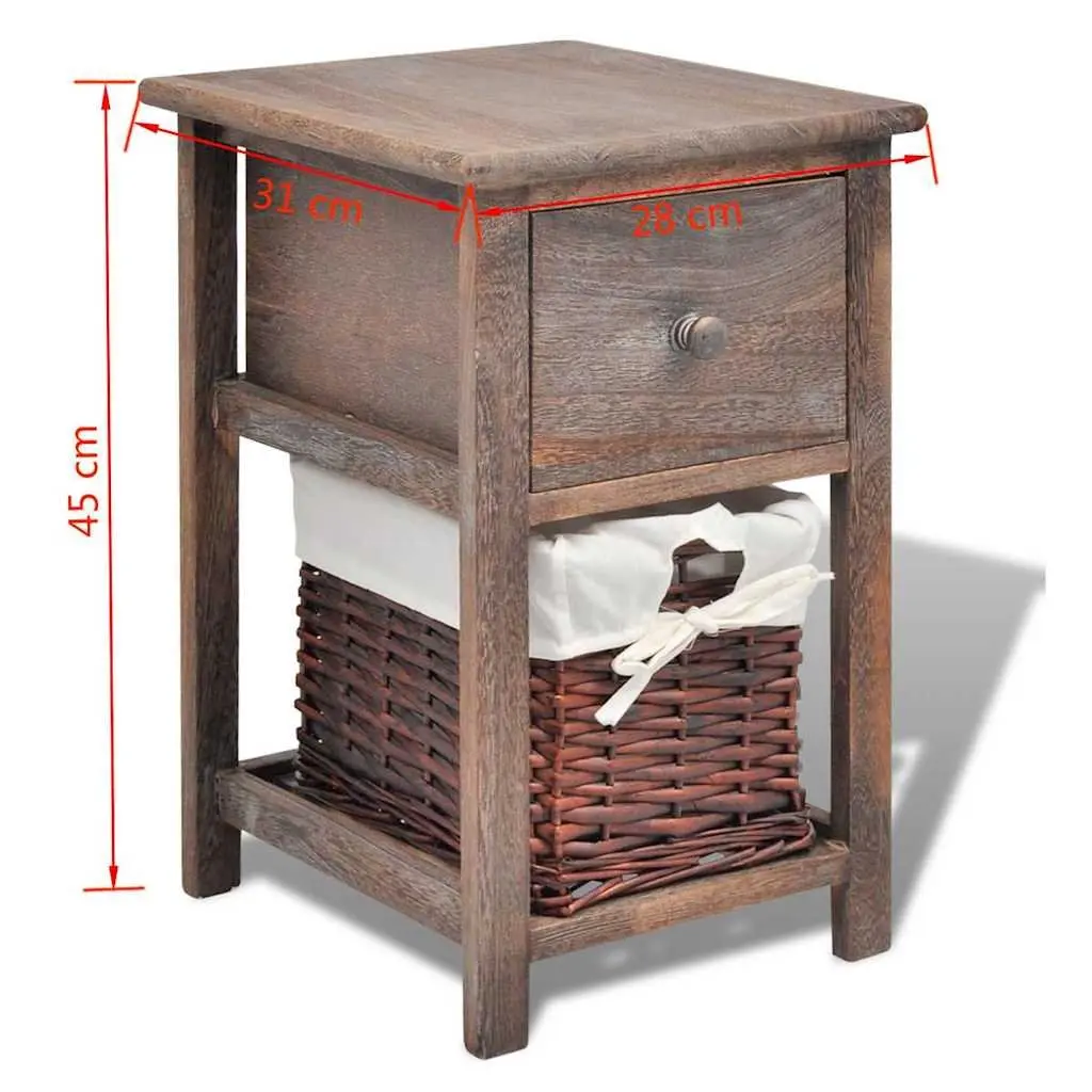 Bedside Cabinet 2 pcs Brown Wood Nightstand Drawer Storage End Table Bedroom