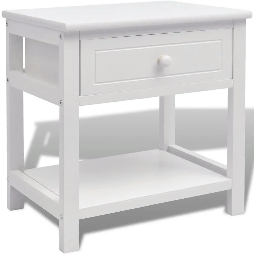 Bedside Cabinet White Nightstand Bedroom Side Table Drawer Storage