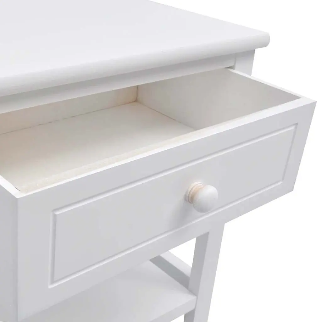 Wooden Bedside Cabinet Nightstand Drawer Storage Shelf White 2 Piece