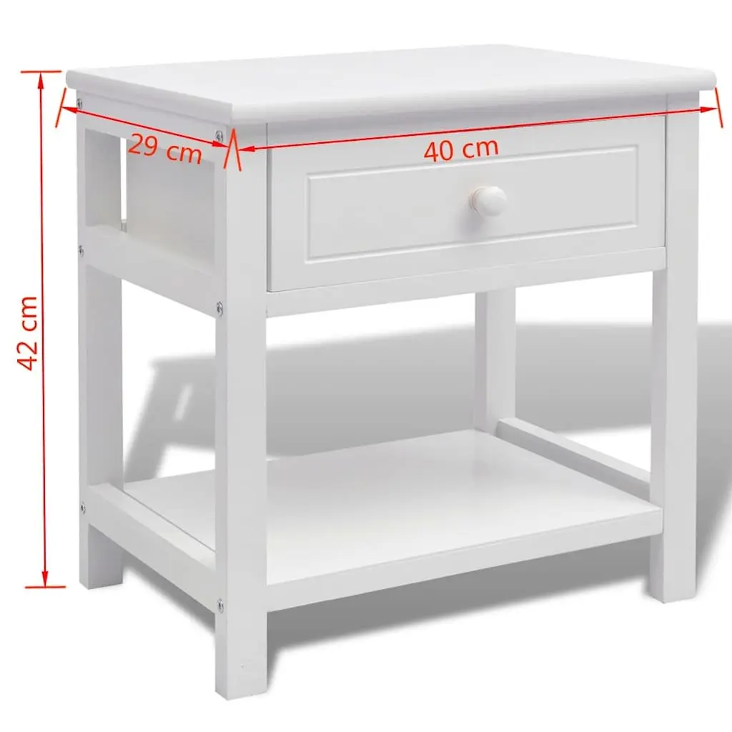 Wooden Bedside Cabinet Nightstand Drawer Storage Shelf White 2 Piece