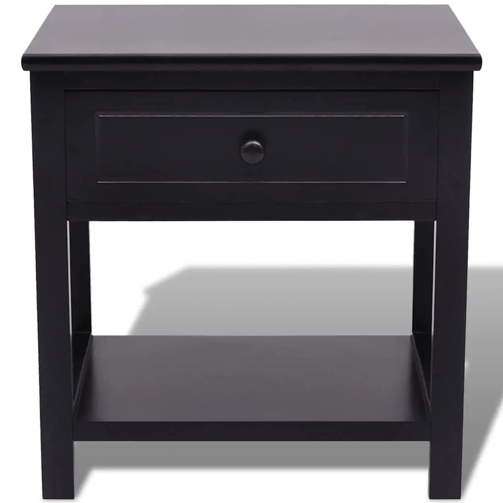 Black Wooden Nightstand with Added Storage Space