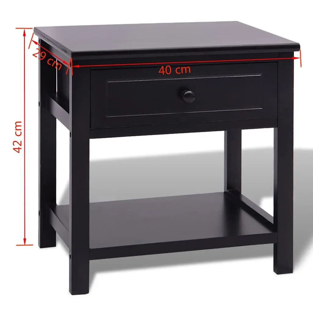 Black Wooden Nightstand with Added Storage Space