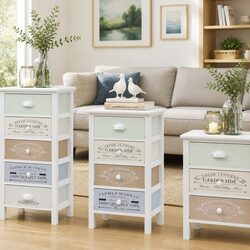 Charming White Storage Cabinet with 4 Drawers for Your Home
