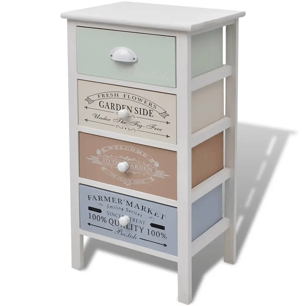 Wooden Dresser French Country Style 4 Drawers White Storage Cabinet