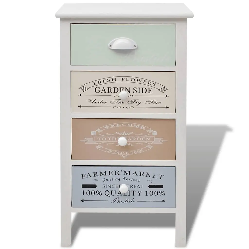 Wooden Dresser French Country Style 4 Drawers White Storage Cabinet