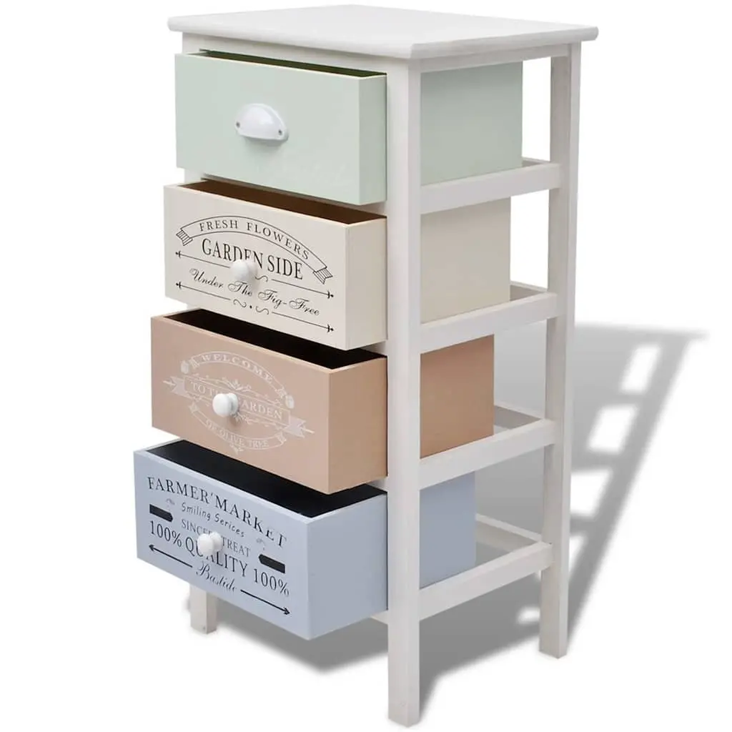 Wooden Dresser French Country Style 4 Drawers White Storage Cabinet