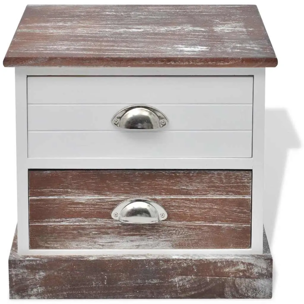 French Country Style Nightstand Set 2 pcs Drawer Storage Brown Bedside Cabinets