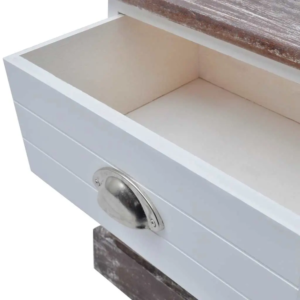 French Country Style Nightstand Set 2 pcs Drawer Storage Brown Bedside Cabinets