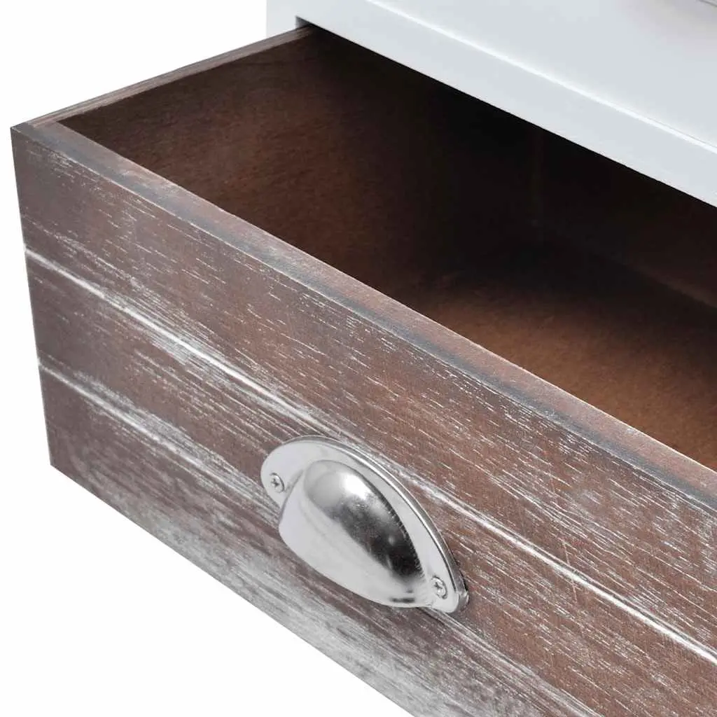 French Country Style Nightstand Set 2 pcs Drawer Storage Brown Bedside Cabinets