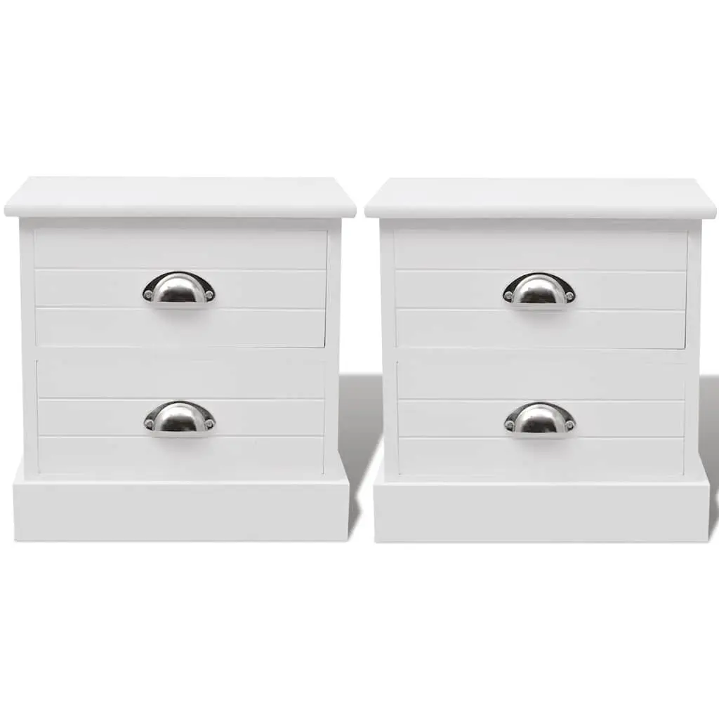 Bedside Tables Nightstands Storage 2 Piece White