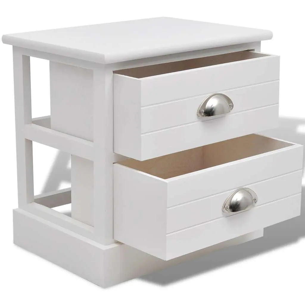 Bedside Tables Nightstands Storage 2 Piece White