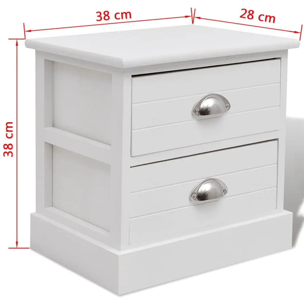 Bedside Tables Nightstands Storage 2 Piece White