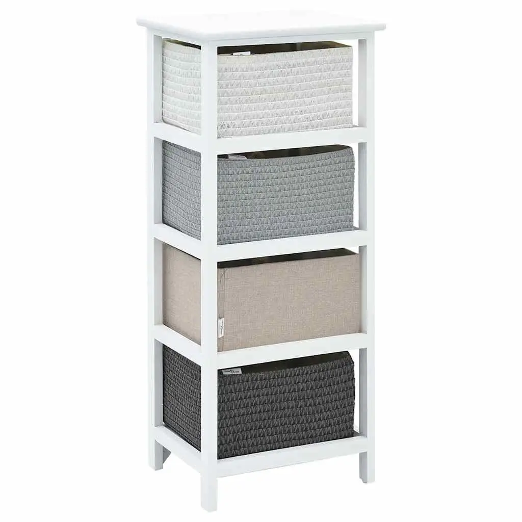 Storage Cabinet 4 Drawers White Wooden Chest Organiser for Bedroom Hallway
