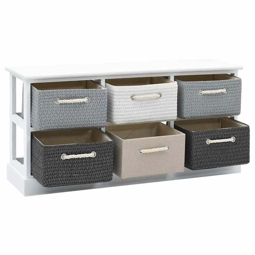 Storage Bench 6 Drawers Multicolour for Hallway Entryway Bedroom Living Room
